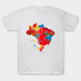 Brazil Map Watercolor Painting T-Shirt